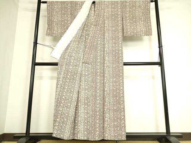 平和屋着物▽上質な小紋　単衣　更紗花間道　正絹　逸品　DAAQ3992az