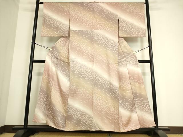 平和屋着物▽上質な小紋 単衣 孔雀羽根文 暈し染め 正絹 逸品 DAAQ4117az