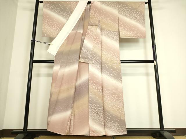 平和屋着物▽上質な小紋 単衣 孔雀羽根文 暈し染め 正絹 逸品 DAAQ4117az