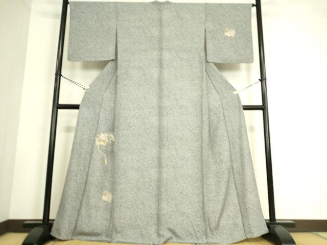 付下げ ★ 単衣 刺繍 枝垂れ柳 縦縞文様 やわからもの 背伏付 正絹 y311 付下げ 単衣 刺繍 枝垂れ柳 縦縞文様 やわからもの 背伏付 正絹