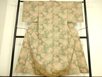 平和屋着物▽上質な紬 単衣 花尽くし 正絹 逸品 DAAQ4481az