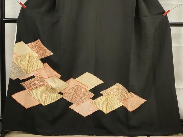 平和屋着物■豪華黒留袖　駒刺繍　吉祥若松文　金彩　正絹　逸品　DAAQ4918cd