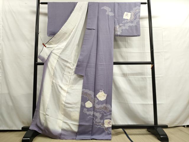 平和屋着物□訪問着 絞り 刺繍 流水草花文 金彩 正絹 逸品