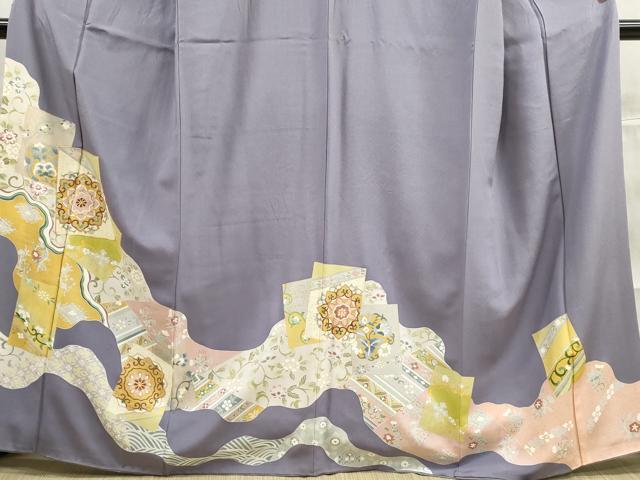 406mh37●付下げ 薄鳩羽鼠色 総刺繍 菊に鏡花文様 丹後ちりめん●しつけ付 楽天市場】訪問着 手刺繍 正絹 紫 灰藤 薄紫 ブルーグレー 青