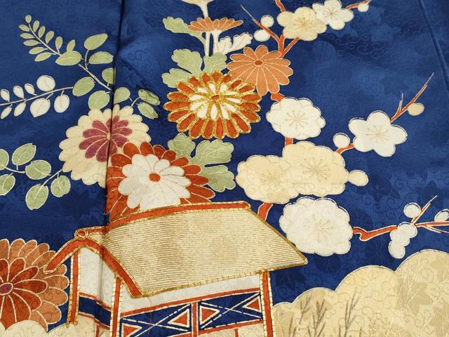 【和】16039o 振袖　金駒刺繍　亀甲花に宝尽くし文　着物 和】16039o 振袖金駒刺繍亀甲花に宝尽くし文着物