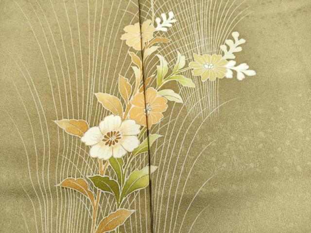 未使用品 訪問着 正絹 着物 暈し染め 風景草花文 友禅 身丈158cm 平和屋着物□訪問着 短冊草花文 暈し染め 金彩 正絹 逸品 未