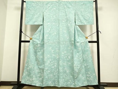平和屋着物▽上質な小紋 単衣 草花文 正絹 逸品 DAAQ7522du
