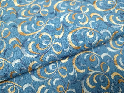 平和屋着物▽上質な小紋 単衣 総刺繍 唐草文 DAAQ7523du