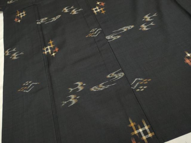 平和屋着物▽上質な紬 単衣 琉球絣文様 正絹 逸品 DAAQ7524du
