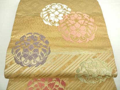 平和屋着物■六通柄袋帯 唐織 羅弦正倉孜様 金糸 正絹 逸品 DAAQ8338sf