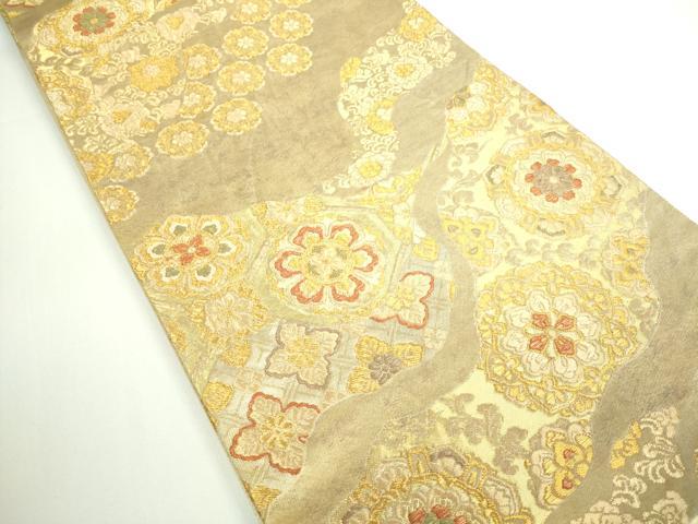 平和屋着物■六通柄袋帯 道長正倉院花文 金糸 引箔 正絹 逸品 DAAQ8363sf