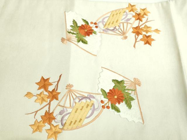 平和屋着物□総刺繍 絽刺し 区限刺繍 袋帯 花唐草菱天井