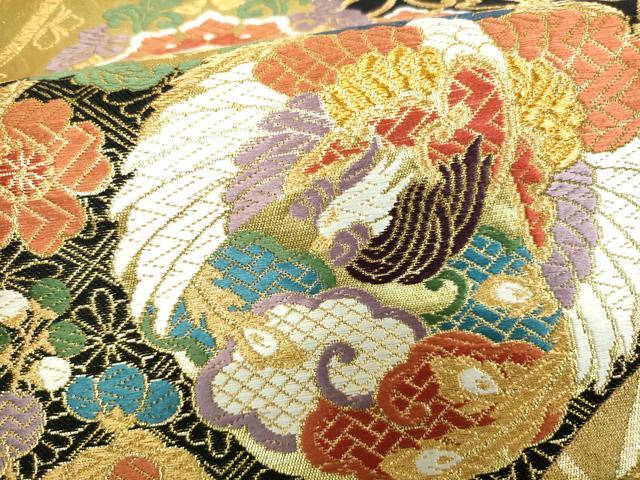 平和屋着物□六通柄袋帯 唐織 鳳凰花蝶文 金糸 正絹 逸品