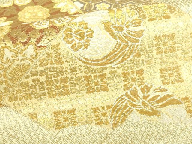 平和屋着物■六通柄袋帯 色紙花鳥文 正絹 逸品 DAAQ8404sf
