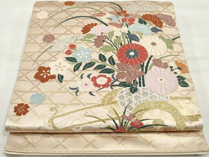 平和屋着物◎六通柄袋帯 唐織 花車 金銀糸 正絹 逸品 DAAQ8699qa