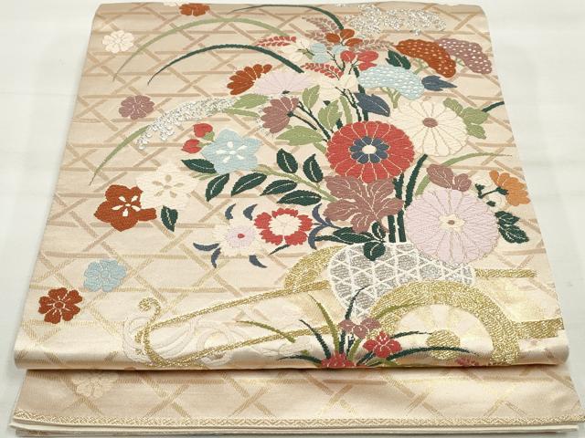 平和屋着物◎六通柄袋帯 唐織 花車 金銀糸 正絹 逸品 DAAQ8699qa