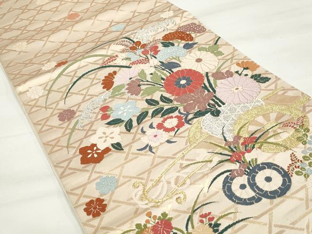 平和屋着物◎六通柄袋帯 唐織 花車 金銀糸 正絹 逸品 DAAQ8699qa