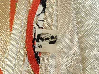 平和屋着物◎佐賀錦　六通柄袋帯　吉祥花文　金銀糸　正絹　逸品　DAAQ8707qa