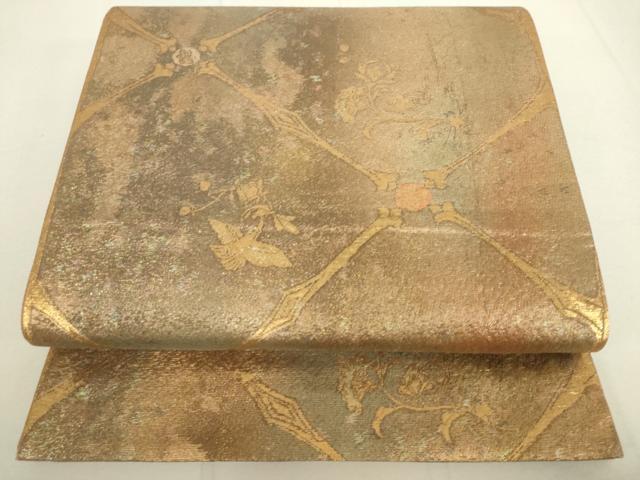 平和屋着物◎六通柄袋帯 花鳥文 金糸 引箔 正絹 逸品 DAAQ9015bc