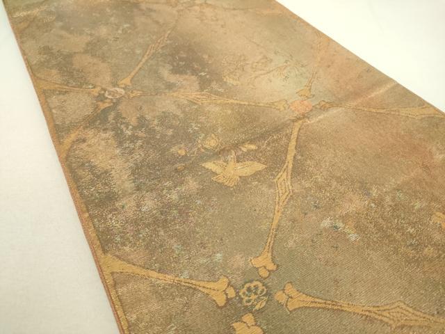 平和屋着物◎六通柄袋帯 花鳥文 金糸 引箔 正絹 逸品 DAAQ9015bc