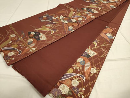 平和屋着物◎六通柄袋帯 唐織 地紙花蝶文 金糸 正絹 逸品 DAAQ9152bc
