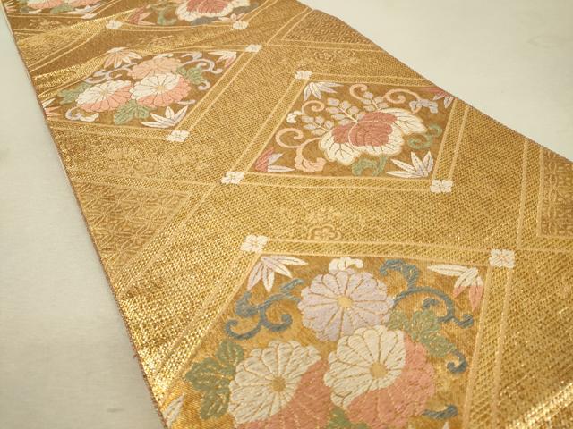 平和屋着物◎六通柄袋帯 唐織 花菱文 金糸 正絹 逸品 DAAQ9375bc