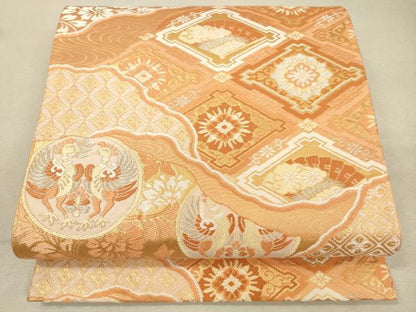 平和屋着物◎六通柄袋帯 唐織 道長吉祥花鳥文 金銀糸 正絹 逸品 DAAQ9389bc
