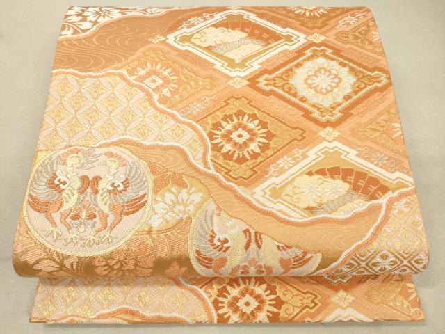 平和屋着物◎六通柄袋帯 唐織 道長吉祥花鳥文 金銀糸 正絹 逸品 DAAQ9389bc