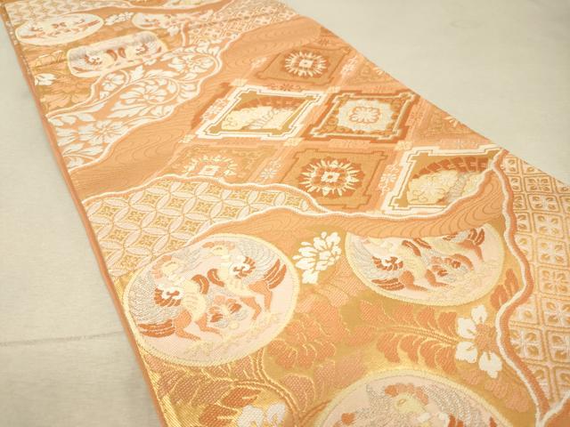 平和屋着物◎六通柄袋帯 唐織 道長吉祥花鳥文 金銀糸 正絹 逸品 DAAQ9389bc