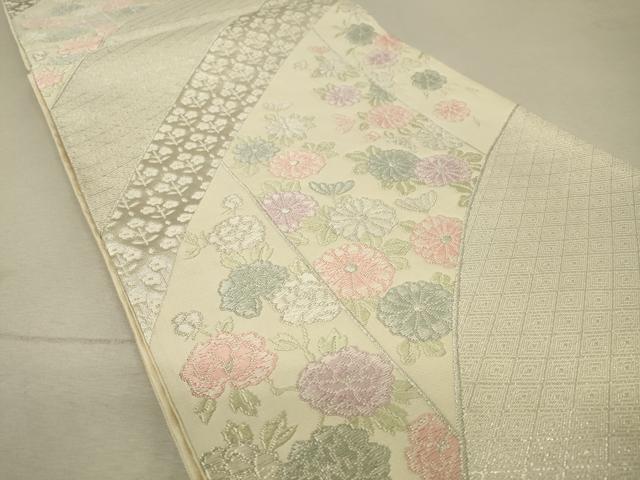 平和屋着物◎六通柄袋帯 唐織 舞花文 銀糸 正絹 逸品 DAAQ9409bc