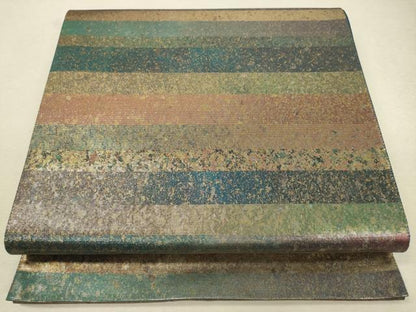 平和屋着物◎六通柄袋帯 霞文 引箔 正絹 逸品 DAAQ9416bc