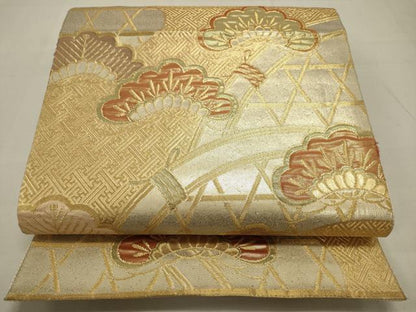 平和屋着物◎佐賀錦 六通柄袋帯 松文 金銀糸 正絹 逸品 DAAQ9425bc