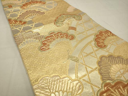 平和屋着物◎佐賀錦 六通柄袋帯 松文 金銀糸 正絹 逸品 DAAQ9425bc