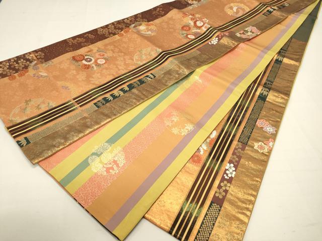 平和屋着物◎両面 六通柄袋帯 唐織 花間道 金糸 正絹 逸品 DAAQ9450bc