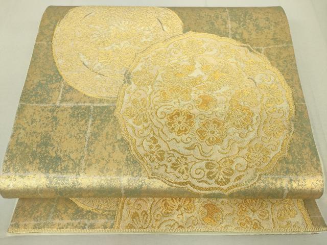 平和屋着物◎六通柄袋帯 鏡裏花文 金糸 引箔 正絹 逸品 DAAQ9456bc