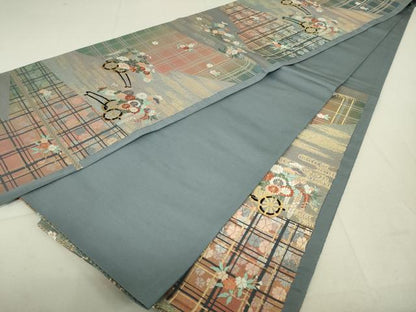 平和屋着物◎六通柄袋帯 花車文 金銀糸 正絹 逸品 DAAQ9462bc