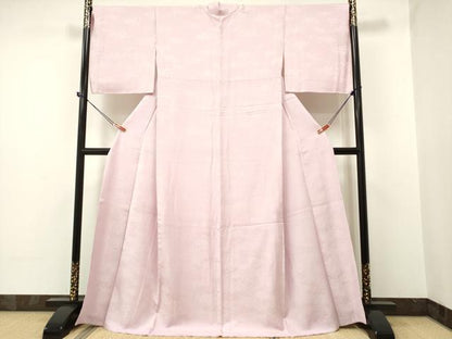 平和屋着物●上質な色無地 花尽くし地紋 淡紅藤色 ますいわ屋扱い ロング丈 正絹 逸品 DAAR0088yyy
