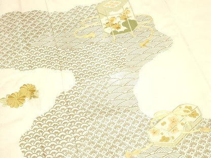 平和屋着物●訪問着 刺繍 貝桶文箱花文 金彩 正絹 逸品 DAAR0101yyy