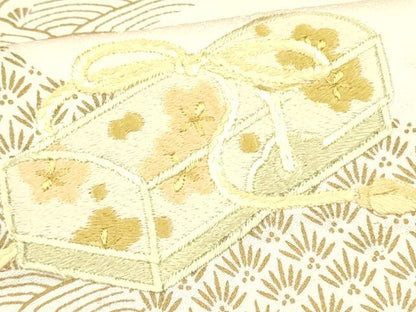 平和屋着物●訪問着 刺繍 貝桶文箱花文 金彩 正絹 逸品 DAAR0101yyy