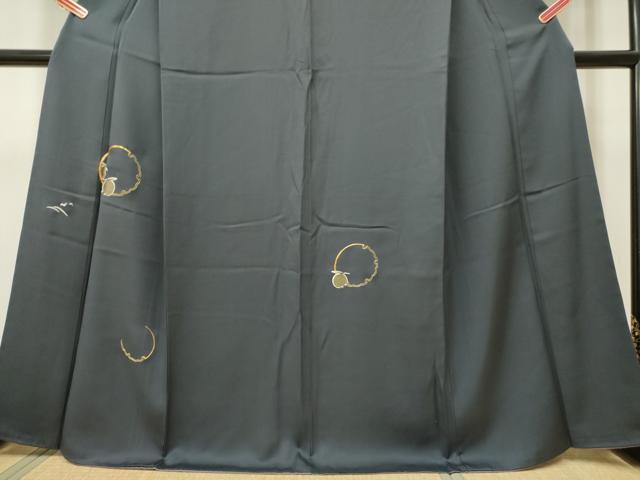平和屋着物●訪問着　駒刺繍　総刺繍　雪輪に休み鳥　正絹　逸品　DAAR0133yyy