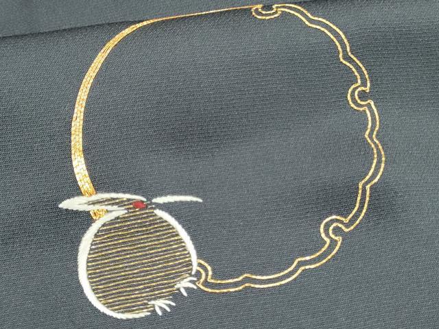 平和屋着物●訪問着　駒刺繍　総刺繍　雪輪に休み鳥　正絹　逸品　DAAR0133yyy
