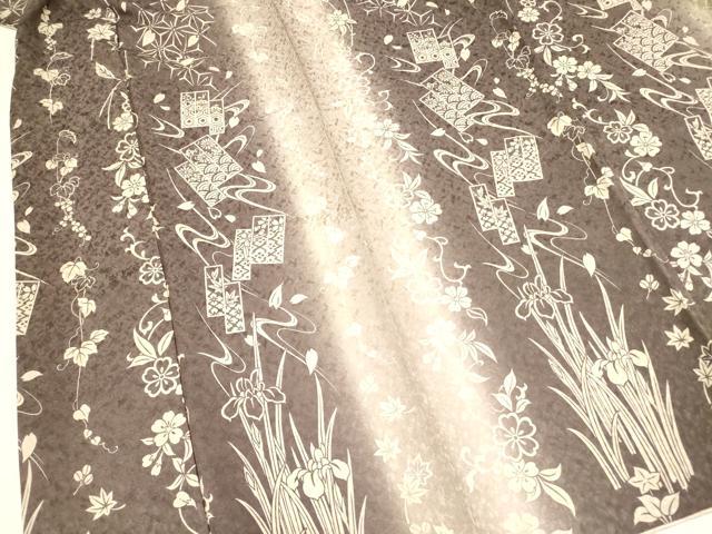 小紋　藍染　菊花　唐花模様　ネイビー　着物　102b p 小紋 藍染 菊花 唐花模様 ネイビー 着物 102b p - メルカリ