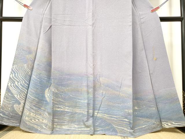 平和屋着物●世界的友禅作家 千地泰弘 訪問着 流水文 暈し染め 金銀糸 花鳥文 暈し染め 金彩 正絹 逸品 DAAR0139yyy
