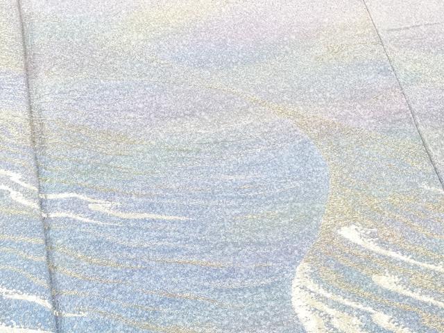 平和屋着物●世界的友禅作家 千地泰弘 訪問着 流水文 暈し染め 金銀糸 花鳥文 暈し染め 金彩 正絹 逸品 DAAR0139yyy