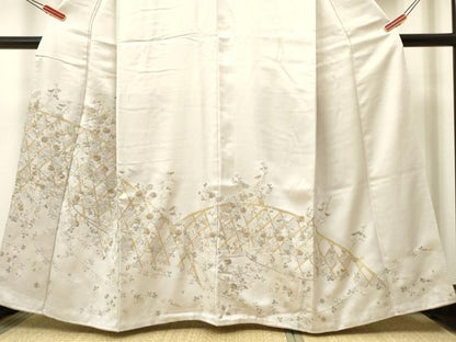 平和屋着物●中国三大刺繍 スワトウ刺繍 汕頭刺繍 総刺繍 色留袖 草花文 金糸 正絹 逸品 DAAR0160yyy