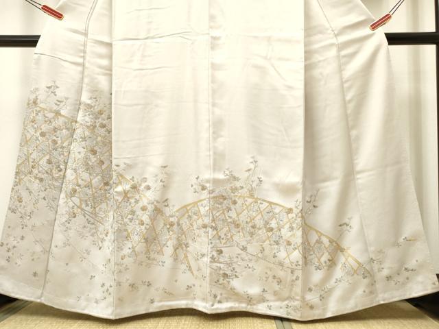 平和屋着物●中国三大刺繍 スワトウ刺繍 汕頭刺繍 総刺繍 色留袖 草花文 金糸 正絹 逸品 DAAR0160yyy