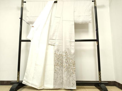 平和屋着物●中国三大刺繍 スワトウ刺繍 汕頭刺繍 総刺繍 色留袖 草花文 金糸 正絹 逸品 DAAR0160yyy