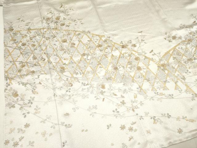 平和屋着物●中国三大刺繍 スワトウ刺繍 汕頭刺繍 総刺繍 色留袖 草花文 金糸 正絹 逸品 DAAR0160yyy