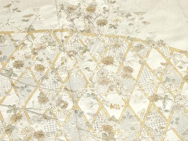 平和屋着物●中国三大刺繍 スワトウ刺繍 汕頭刺繍 総刺繍 色留袖 草花文 金糸 正絹 逸品 DAAR0160yyy
