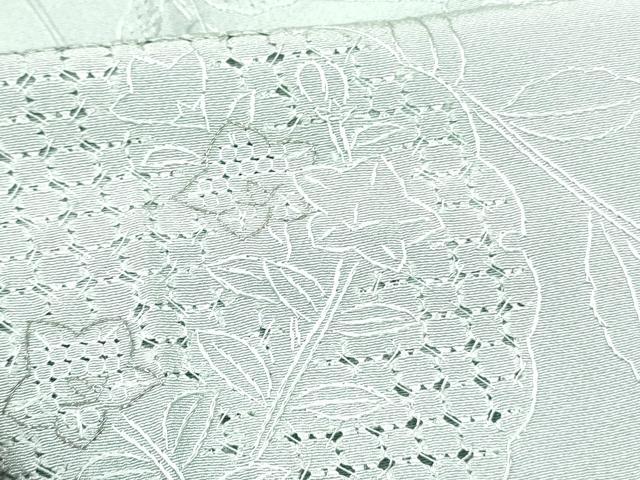 平和屋着物●中国三大刺繍 スワトウ刺繍 汕頭刺繍 総刺繍 訪問着 雪輪草花文 秘色色 銀糸 正絹 逸品 DAAR0163yyy